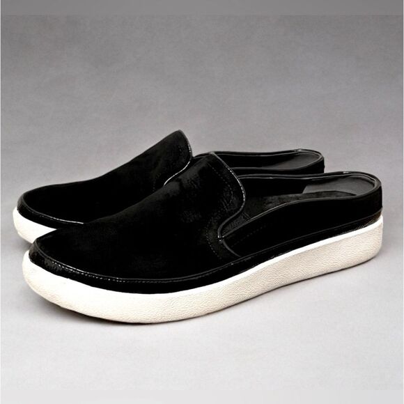 Vionic Effortless Nubuck Patent Trim Mules Slip On Slides Sneakers Black - Picture 9 of 16